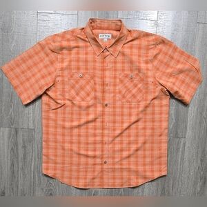 Orvis Men's Orange Plaid Shirt